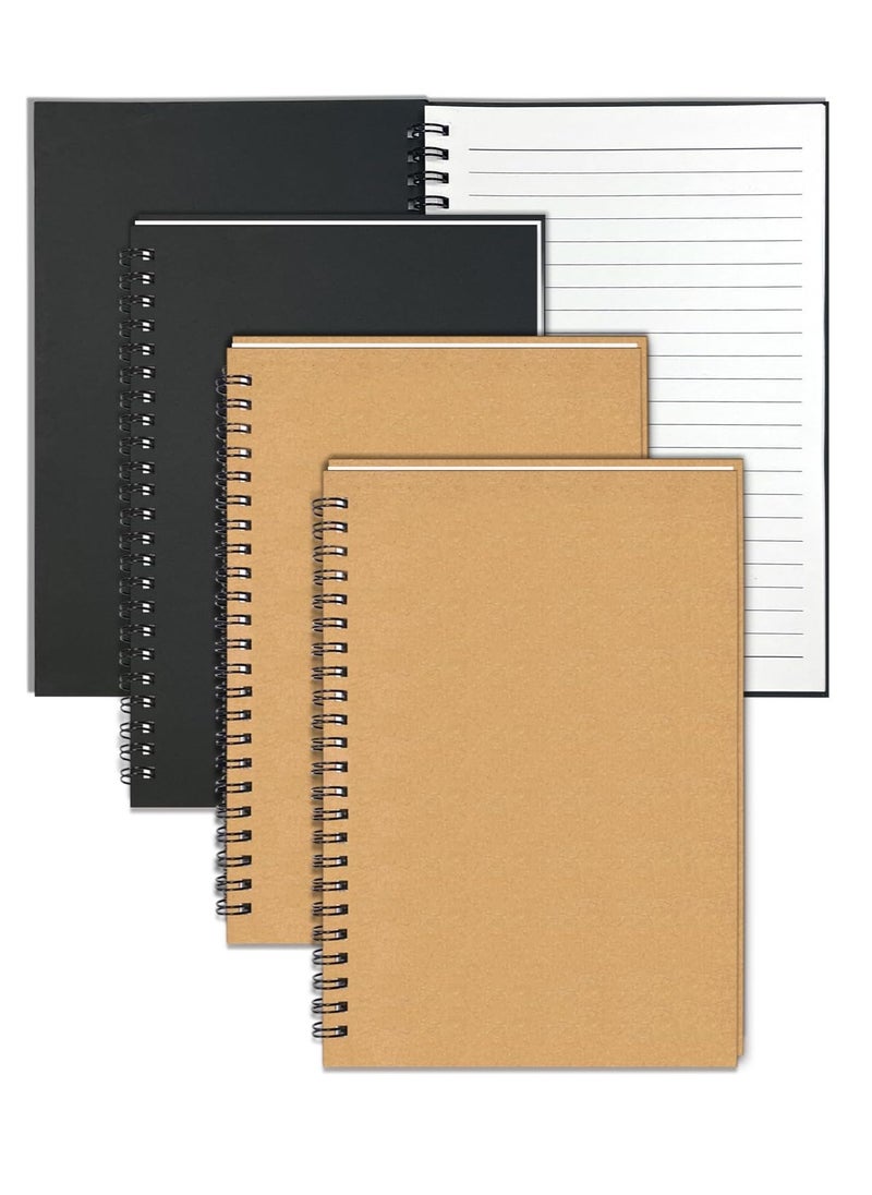 KCDMBUE 4 Pack A5 Spiral Notebooks, 100 Lined Pages Writing Pads for Notes, Journaling, Sketching, and Drawing – Ideal for School, Office, and Home Use  - Image 1