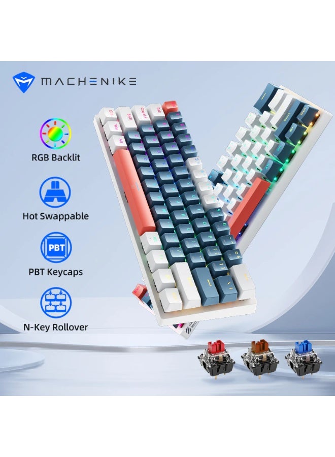 Machenike K500 B61 Wired Mechanical Keyboard 61 Keys Hot-Swappable Transparent PC Keycaps RGB Backlit (Red Switch) - Image 2