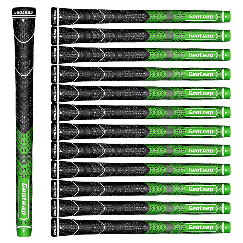 Geoleap Golf Grips Set Of 13- Cord Rubber Compound Material  Hybrid Golf Club Grips  All Weather Performance.(Green  Standard) - Image 1