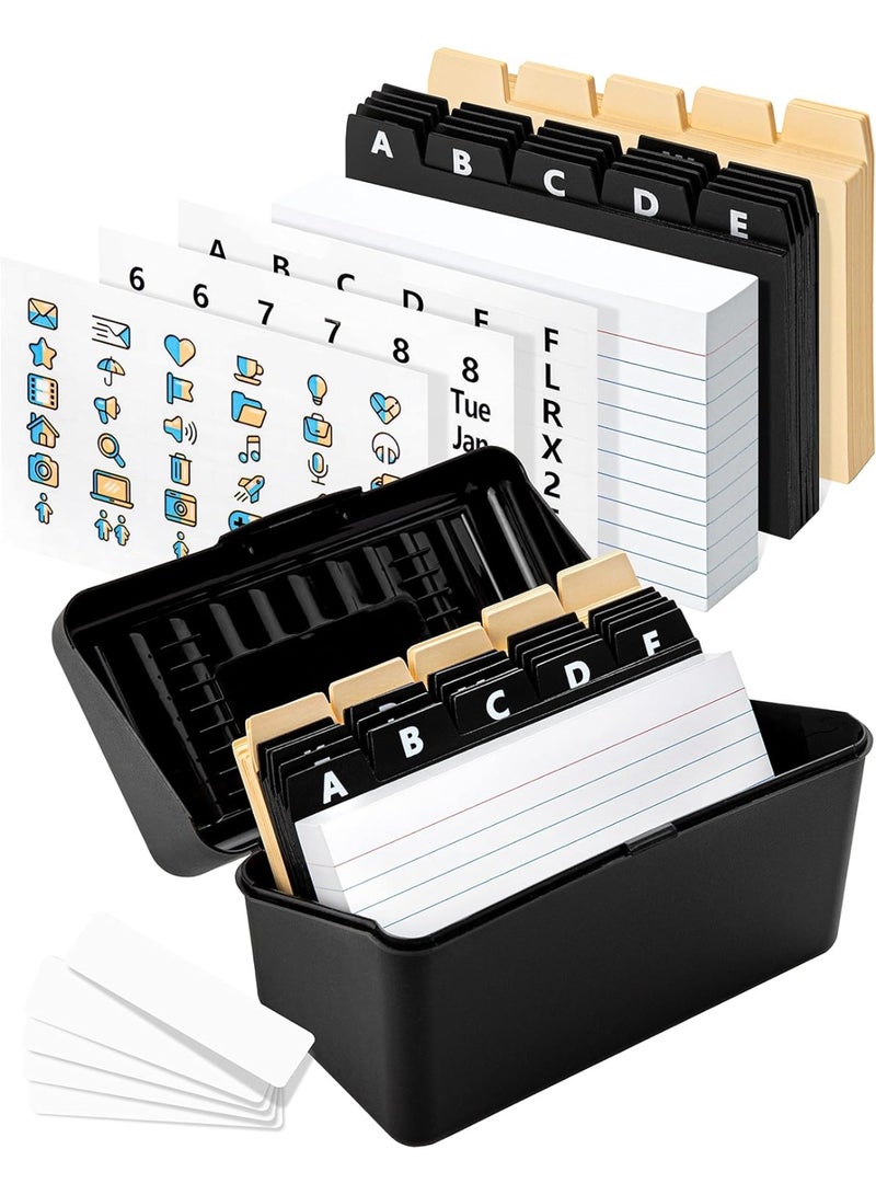 Black Index Card Holder 4x6 - Index Card Organizer with Dividers & Stickers - Image 1
