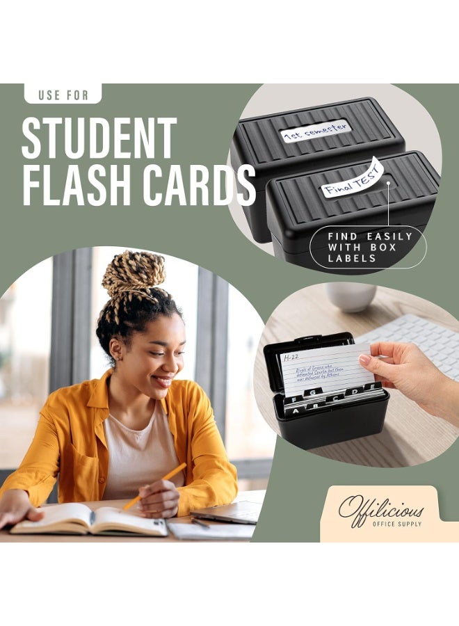 Black Index Card Holder 4x6 - Index Card Organizer with Dividers & Stickers - Image 3