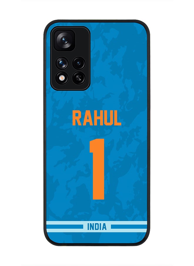 Stylizedd - Rugged Black Edge Case for Redmi Note 11 Pro Plus 5G, Slim fit Soft Case Flexible Rubber Edges Thin Cover - Player Name - KL Rahul, Jersey Number- 1 - Image 1