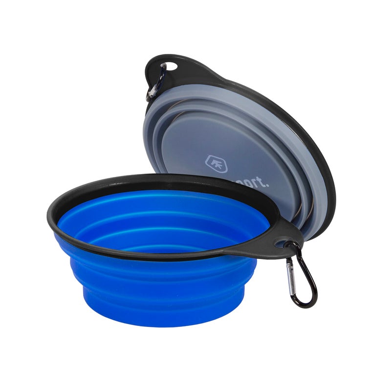 Stansport Collapsible Silicon Travel Bowls - 2 Pack, Grey and Blue, Large - Image 1