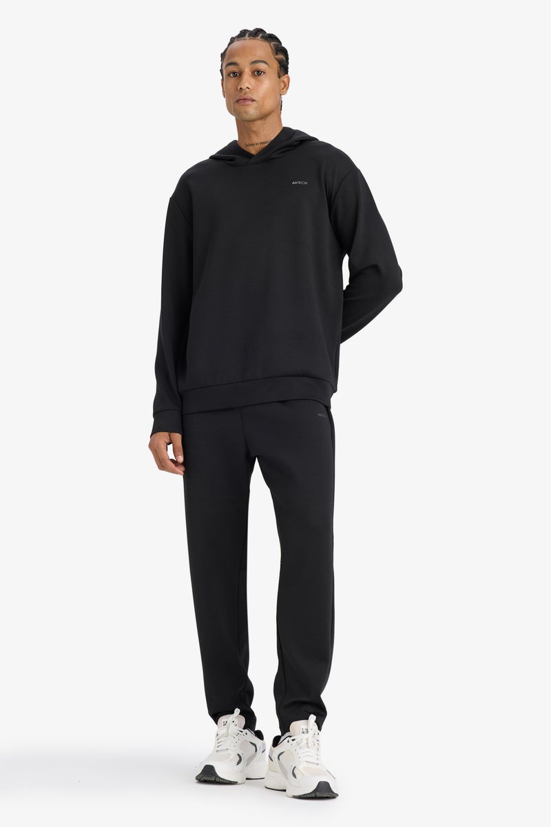 DeFacto Black Man DeFactoFit Standard Fit Hooded Printed Sweatshirt Casual - Image 2