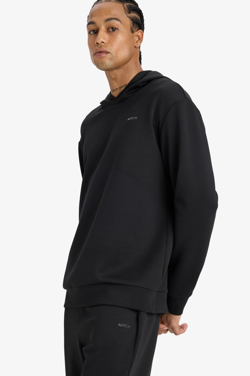 DeFacto Black Man DeFactoFit Standard Fit Hooded Printed Sweatshirt Casual - Image 1