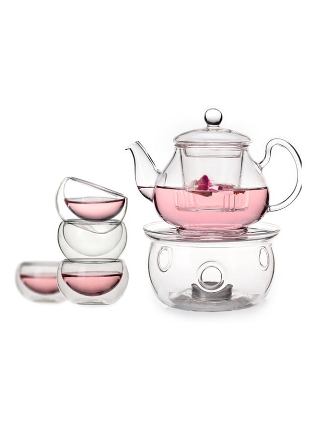 9-Piece Tea Set With Burner Clear 600ml - Image 1