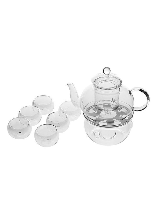 9-Piece Tea Set With Burner Clear 600ml - Image 2