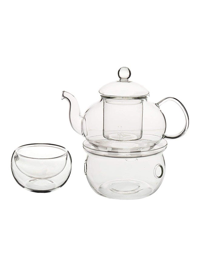 9-Piece Tea Set With Burner Clear 600ml - Image 4
