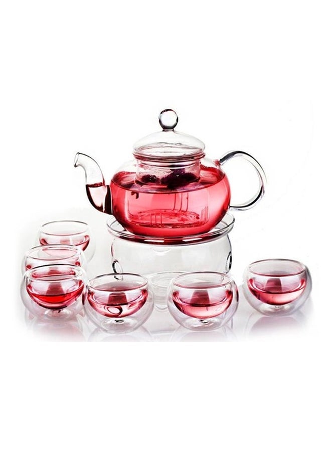 9-Piece Tea Set With Burner Clear 600ml - Image 3