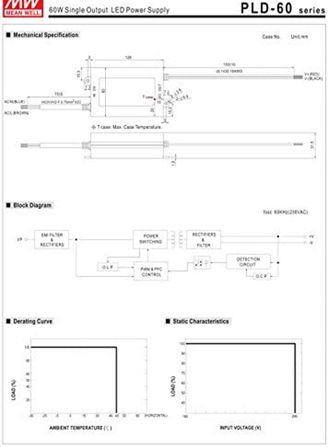 Mean Well PLD 60 700B 60W 86V 700mA Single Output LED Driver Power Supply With PFC - Image 4