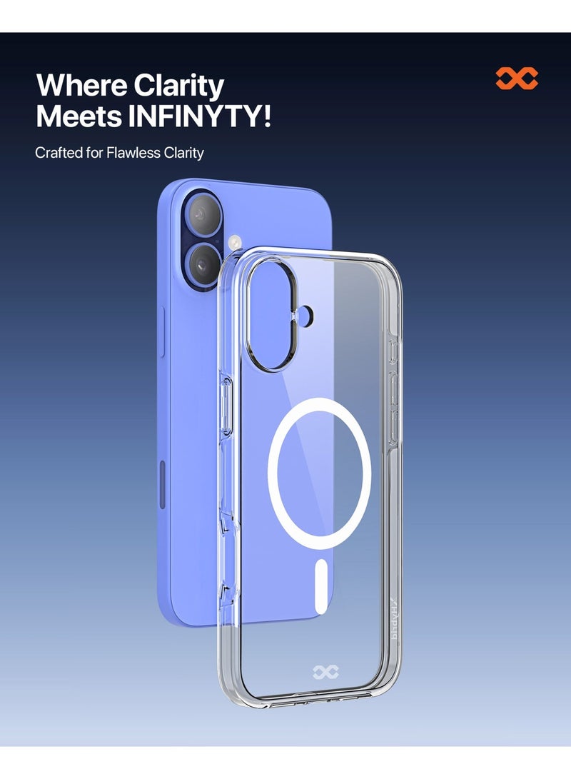 INFINYTY iPhone 16 Plus Neo Hybrid Case - Zepho (Transparent) MagSafe Compatible, Mil. Grade 12ft Drop-Tested, Crystal Clear Transparency & Anti-Yellowing, Dual-Layer Design, Impact Resistance for Everyday Use - Image 2