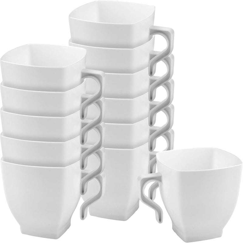 kaya White Square Plastic Mini Coffee Tea Cups (2 oz., Pack of 12) - Elegant & Convenient Design - Ideal for Celebrations, Gatherings, and Everyday Dining - Image 1