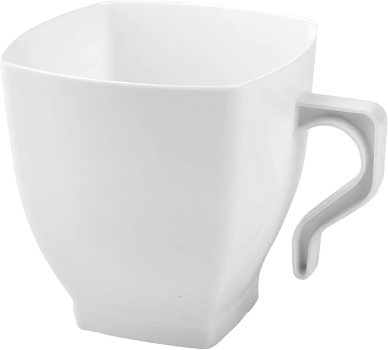 kaya White Square Plastic Mini Coffee Tea Cups (2 oz., Pack of 12) - Elegant & Convenient Design - Ideal for Celebrations, Gatherings, and Everyday Dining - Image 2