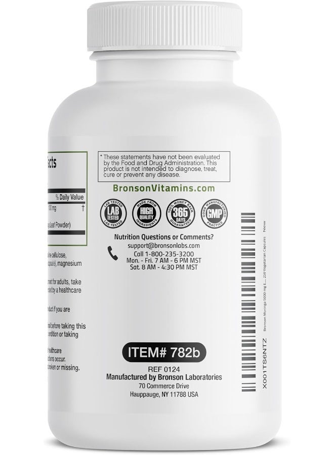 Bronson برونسون مورنغا 5000 ملغ قوة عالية إضافية غذاء خارق مضاد للأكسدة، 250 كبسولة نباتية - Image 5