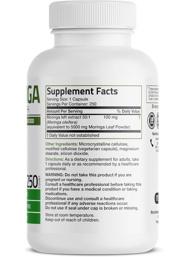 Bronson برونسون مورنغا 5000 ملغ قوة عالية إضافية غذاء خارق مضاد للأكسدة، 250 كبسولة نباتية - Image 2