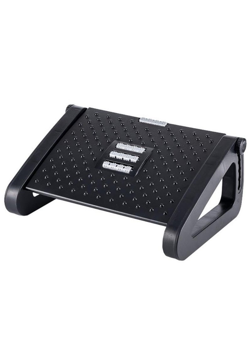 SKY-TOUCH Under Desk Footrest Adjustable Height Footrest with Massage Roller Ergonomic Foot Stool with Massage Texture for Home Office Pressure Relief (Black) - Image 1
