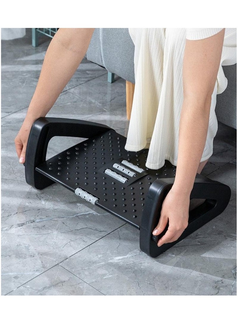 SKY-TOUCH Under Desk Footrest Adjustable Height Footrest with Massage Roller Ergonomic Foot Stool with Massage Texture for Home Office Pressure Relief (Black) - Image 3