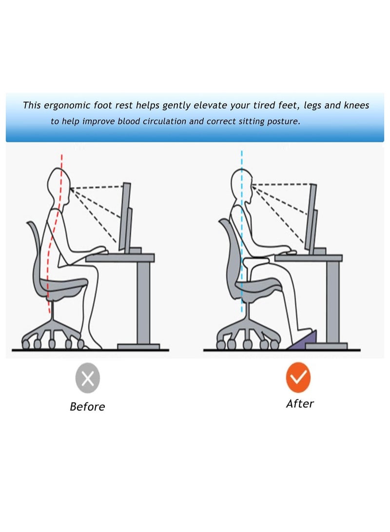 SKY-TOUCH Under Desk Footrest Adjustable Height Footrest with Massage Roller Ergonomic Foot Stool with Massage Texture for Home Office Pressure Relief (Black) - Image 4