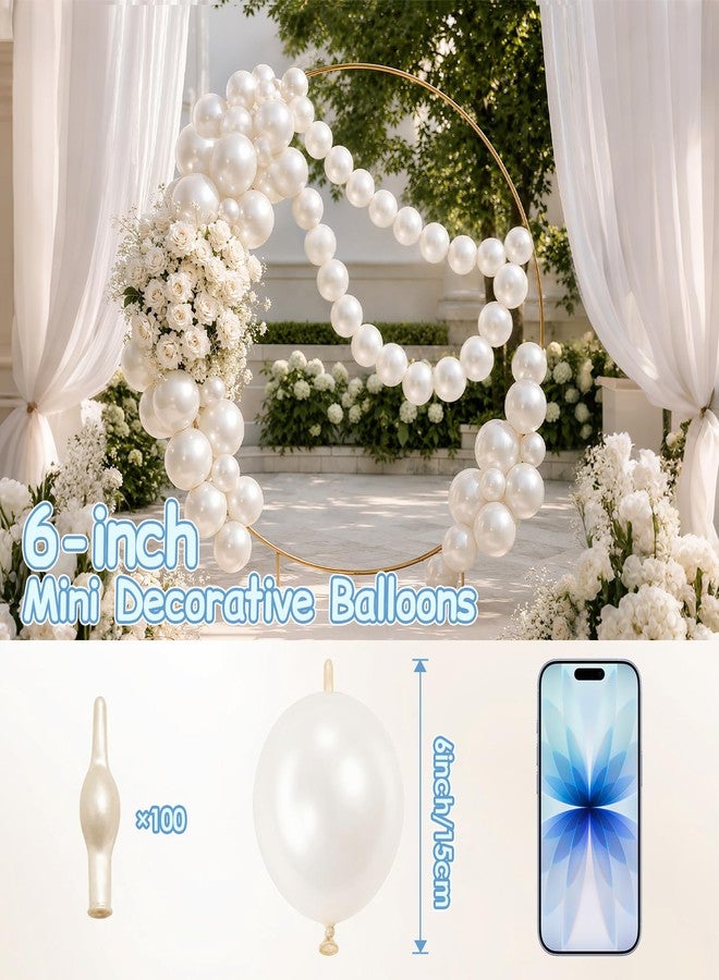 EMART 6inch 100pcs Pearl White Linking Balloons, Quick Link Balloons - Image 2