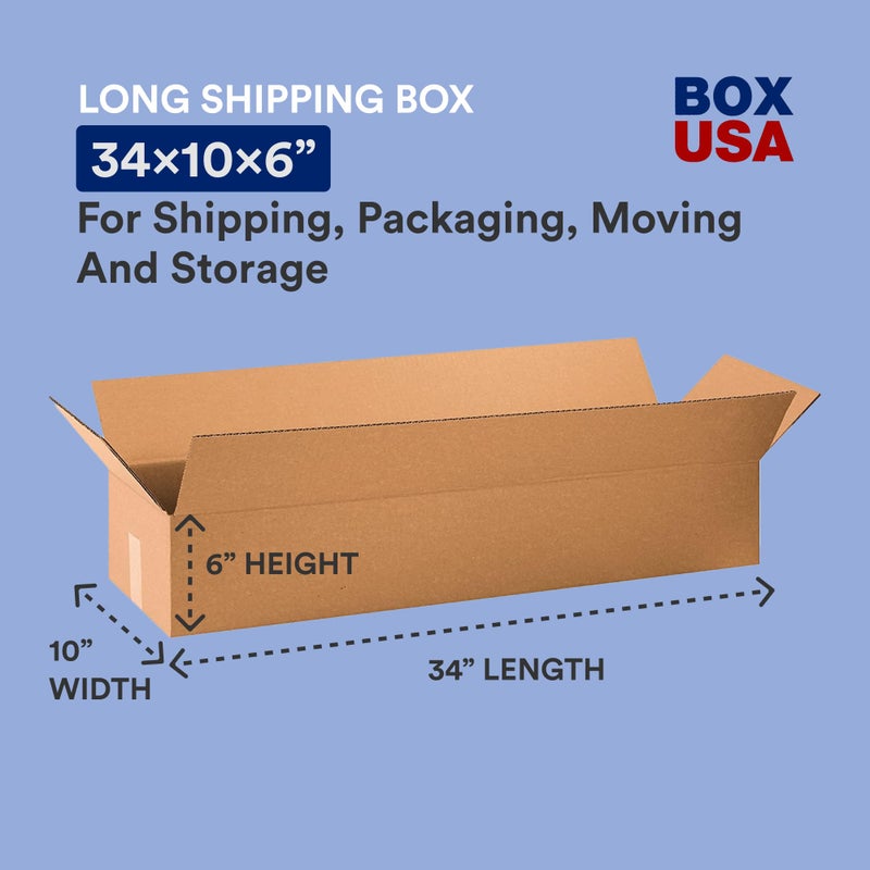 BOX USA Shipping Boxes 34"L x 10"W x 6"H 10-Pack Long Corrugated Boxes for Moving, Shipping, Mailing, Packing, Packaging and Storage - Image 2