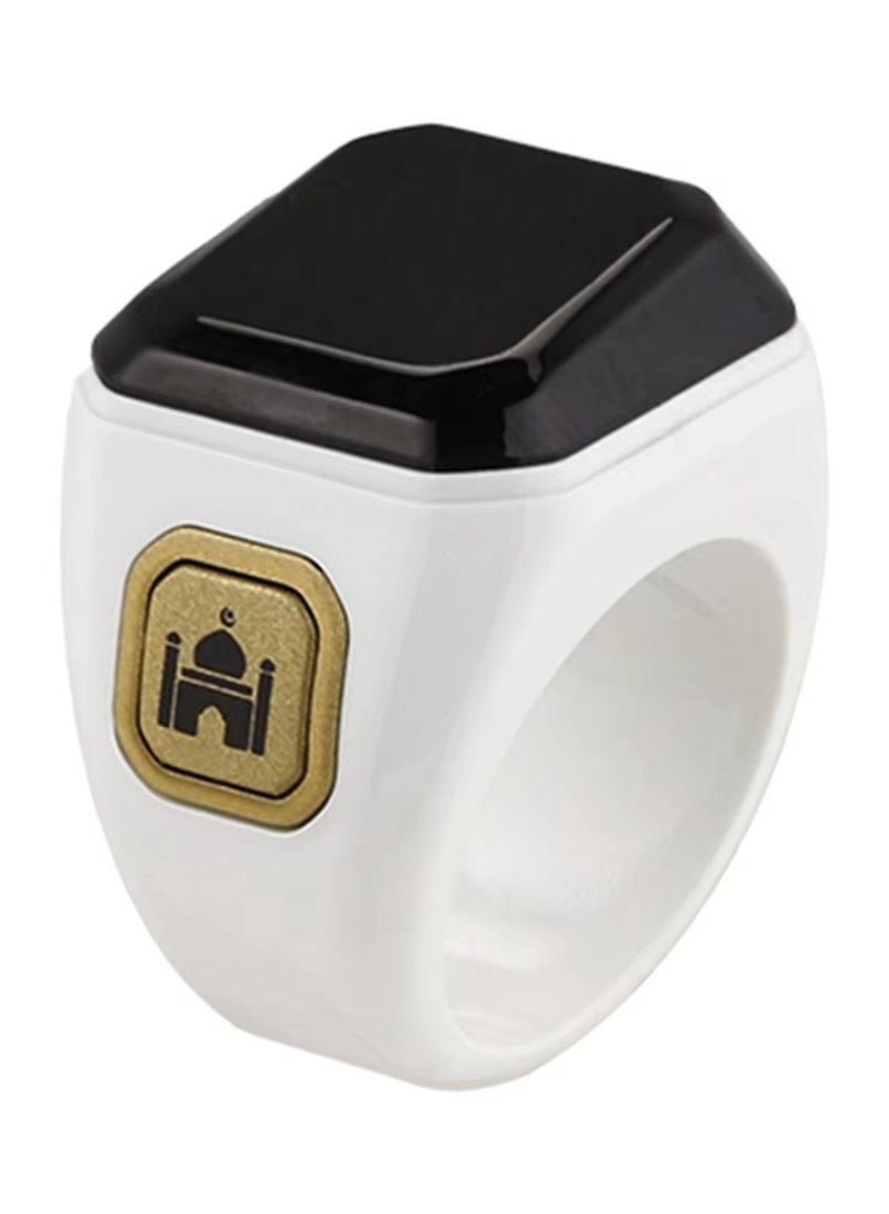 بستوش حلقة الذكر الذكية بحجم 20 ملم – حلقة تسبيح ذكية عربية للمسلمين مع تذكير بمواقيت الصلاة، عدّاد تسبيح، تقنية قابلة للارتداء، وتنبيه بالاهتزاز. مزودة بتطبيق IQIBLA الحصري وتذكيرات يومية للصلاة 5 مرات. (أبيض) - Image 2