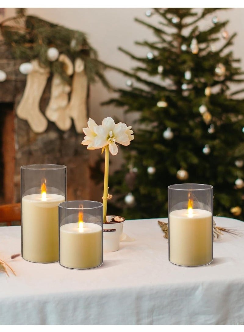 JAJEEK Flameless LED Candles with Remote Control and Timer – Set of 3 Acrylic Battery-Powered Pillar Candles – Indestructible 3D Wick for Romantic Ambiance and Home Décor – Ivory - Image 4