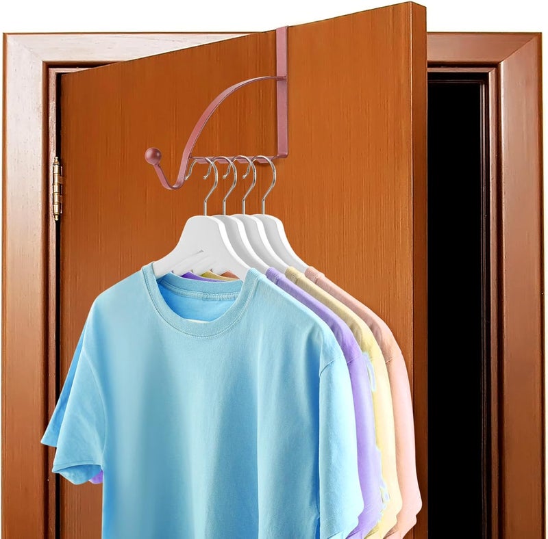 Hotop 2 Pcs Over The Door Hooks Over Door Hanger Sturdy Valet Hooks Mounted Hanging Storage Organizer Rack for Clothes Coats Towels Hats Scarves Purses(Rose Gold) - Image 5