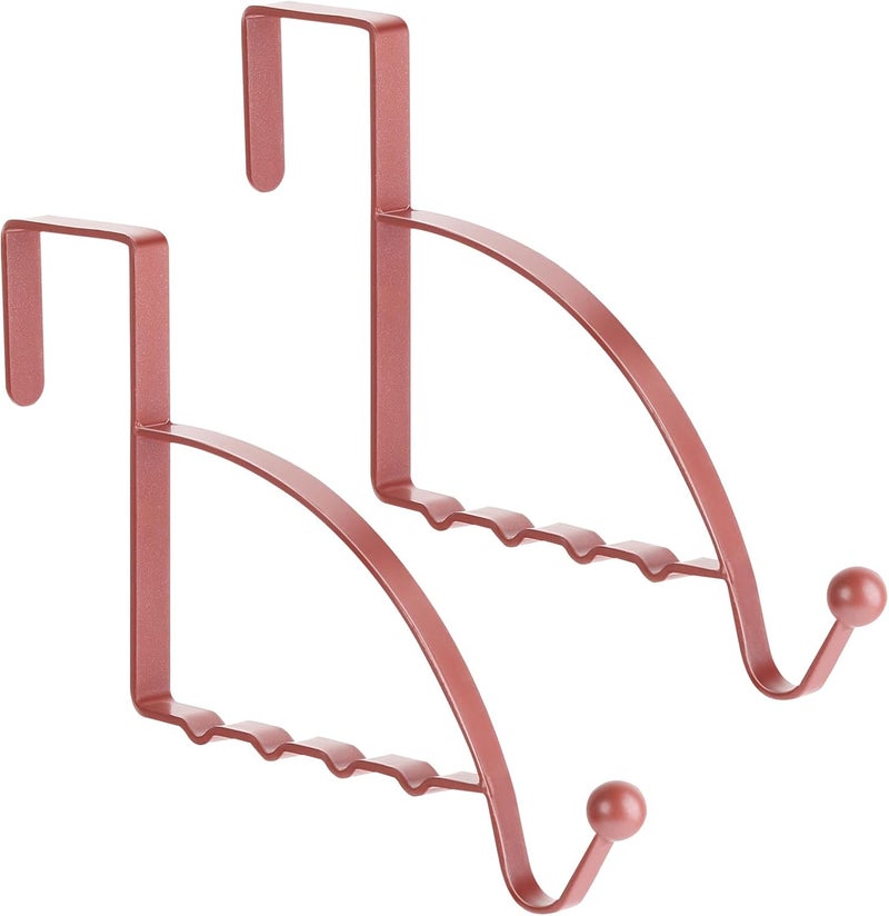 Hotop 2 Pcs Over The Door Hooks Over Door Hanger Sturdy Valet Hooks Mounted Hanging Storage Organizer Rack for Clothes Coats Towels Hats Scarves Purses(Rose Gold) - Image 1