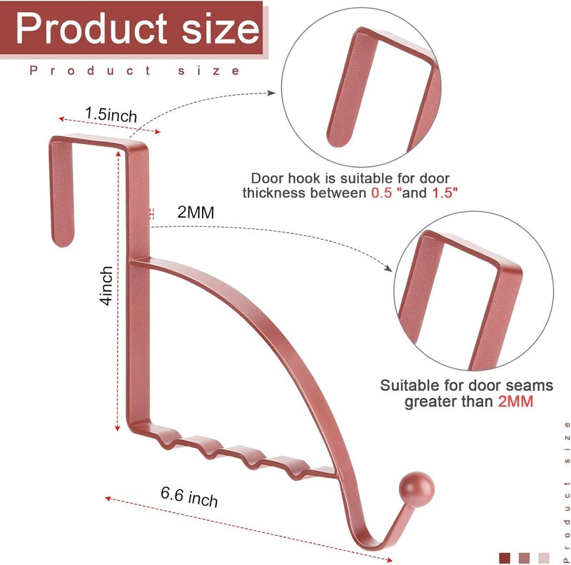 Hotop 2 Pcs Over The Door Hooks Over Door Hanger Sturdy Valet Hooks Mounted Hanging Storage Organizer Rack for Clothes Coats Towels Hats Scarves Purses(Rose Gold) - Image 2