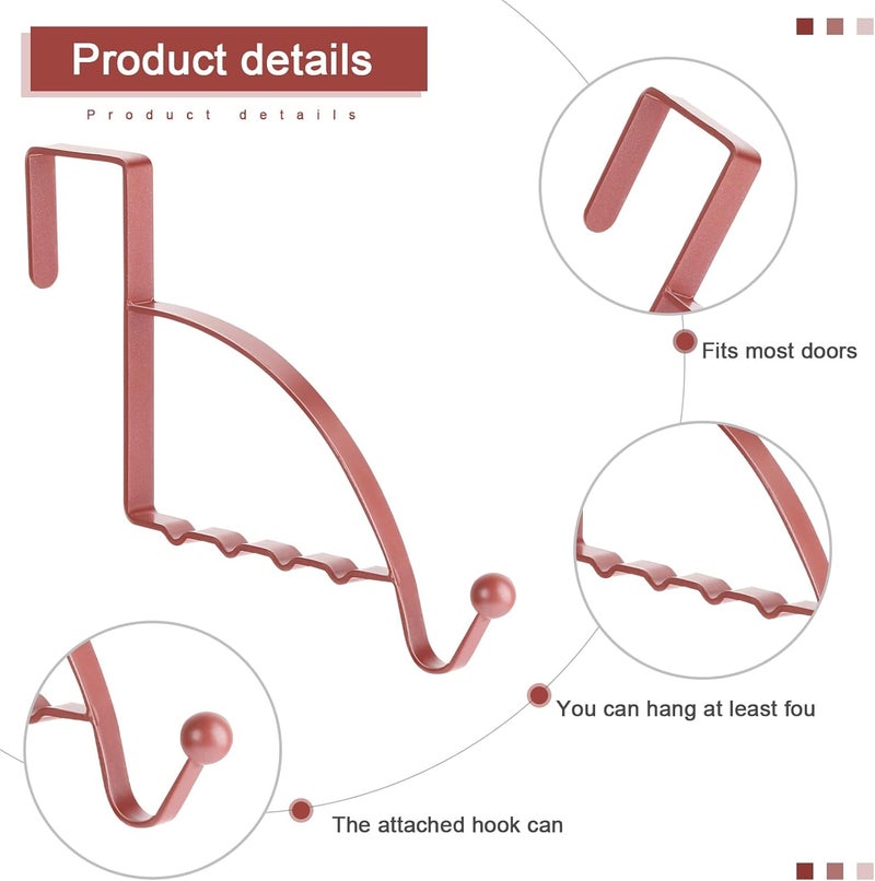 Hotop 2 Pcs Over The Door Hooks Over Door Hanger Sturdy Valet Hooks Mounted Hanging Storage Organizer Rack for Clothes Coats Towels Hats Scarves Purses(Rose Gold) - Image 3