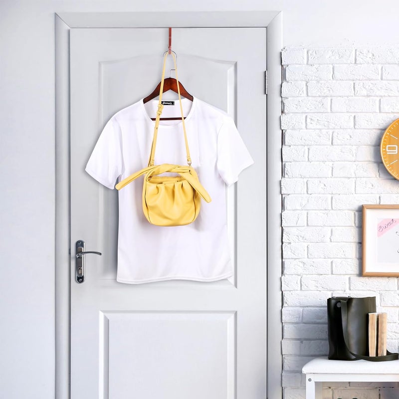 Hotop 2 Pcs Over The Door Hooks Over Door Hanger Sturdy Valet Hooks Mounted Hanging Storage Organizer Rack for Clothes Coats Towels Hats Scarves Purses(Rose Gold) - Image 4