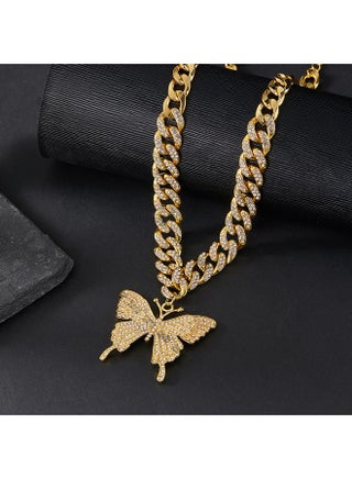 New Butterfly Necklace High-end Full Diamond Fashion All-match Cuban Chain Necklace Exclusive - pzsku/Z84051F1BADDD434B1EE2Z/45/_/1733820032/55ea1dc0-faff-4378-8883-ea1e6f0fd031