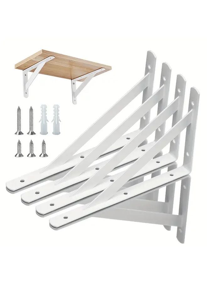Heavy Duty Metal Triangle Shelf Brackets 8 Inch 4 Packs White With Screws And Anchors - Image 2