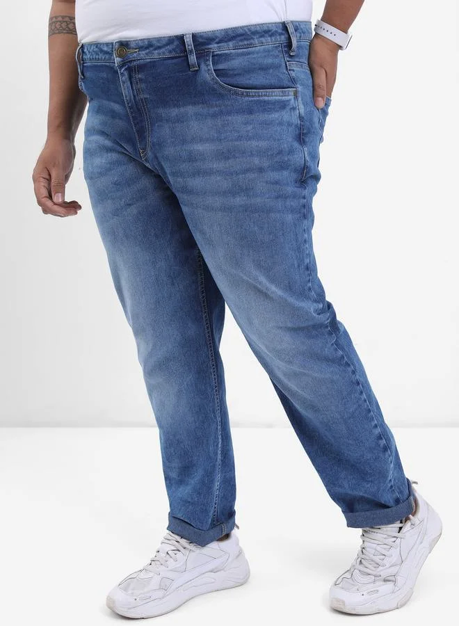 HIGHLANDER Plus Light Fade Mid Rise Jeans with Pockets by Styli