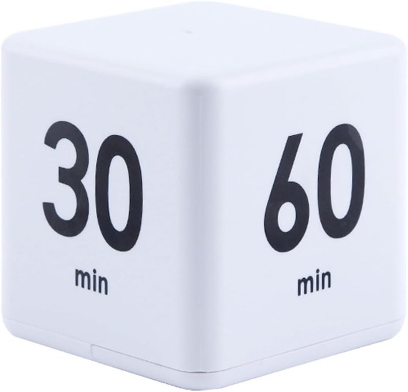 2.6 Inch Gravity Sensor Cube Timer with 15, 20, 30, and 60 Minute Countdown Settings - ABS Plastic Time Management Tool for Office Classrooms and Professional Environments (White) - Image 3