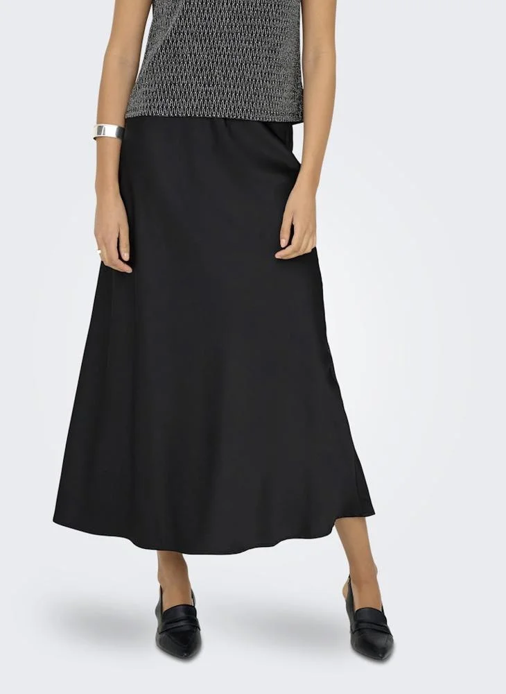 اونلي Solid Satin A-line Maxi Skirt