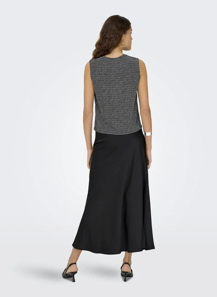 اونلي Solid Satin A-line Maxi Skirt
