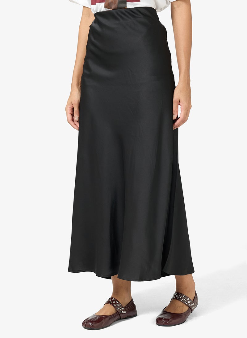 ONLY Solid Satin A-line Maxi Skirt - Image 1