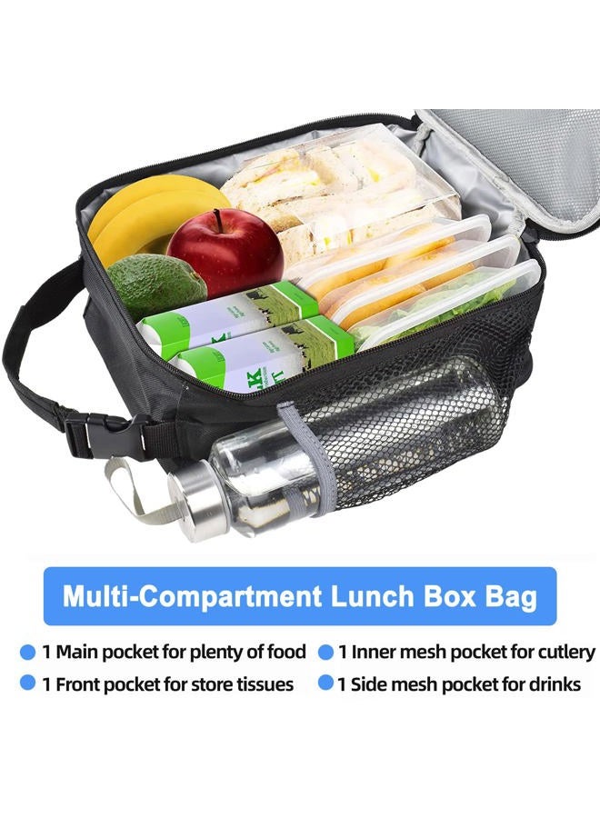 IWTTWY Insulated Lunch Bag, Leakproof Portable Lunch Box for Women Men Boys Girls, Large Capacity Cooler Bag with Handle and Bottle Pocket for Office School Camping Hiking Outdoor Beach Picnic (Black) - Image 4