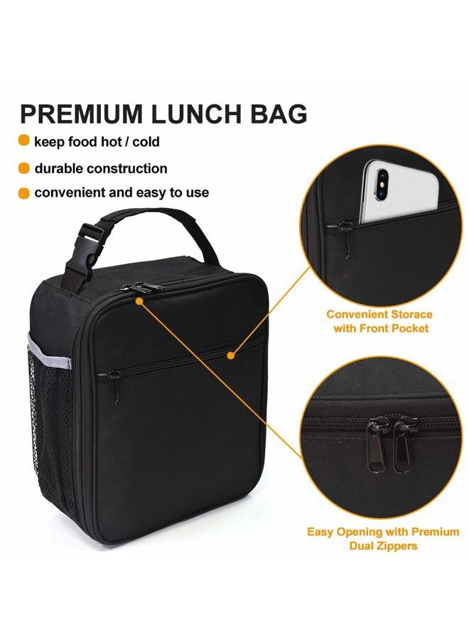 IWTTWY Insulated Lunch Bag, Leakproof Portable Lunch Box for Women Men Boys Girls, Large Capacity Cooler Bag with Handle and Bottle Pocket for Office School Camping Hiking Outdoor Beach Picnic (Black) - Image 5