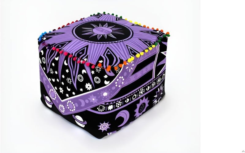 CRAFT KALA غطاء وسادة طاولة مربعة ذات تصميم هندي تقليدي من ، بحجم 18×18×14 بوصة، بلون الفيل الأزرق الغامق. - Image 5