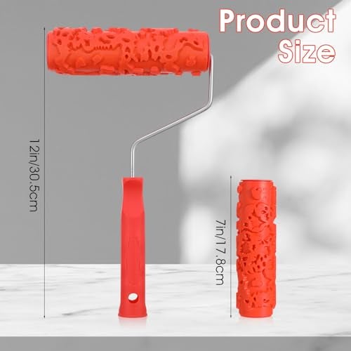 PercyEffie 2Pcs 7'' wall Texture Roller Paint Rollers for Painting Walls Rubber Rollers Knockdown Texture Sponge Drywall Textured Paints Small Paint Roller Art Tool for Wall Decoration DIY Pattern - Image 3