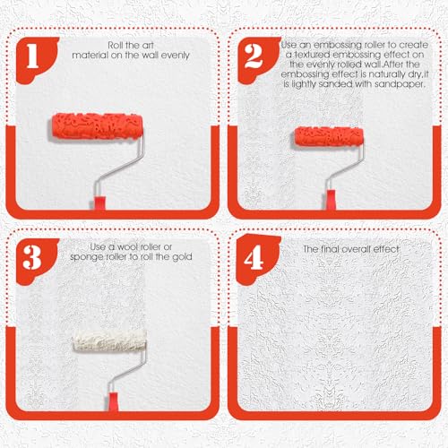 PercyEffie 2Pcs 7'' wall Texture Roller Paint Rollers for Painting Walls Rubber Rollers Knockdown Texture Sponge Drywall Textured Paints Small Paint Roller Art Tool for Wall Decoration DIY Pattern - Image 5