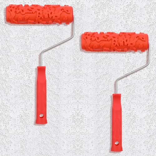 PercyEffie 2Pcs 7'' wall Texture Roller Paint Rollers for Painting Walls Rubber Rollers Knockdown Texture Sponge Drywall Textured Paints Small Paint Roller Art Tool for Wall Decoration DIY Pattern - Image 1