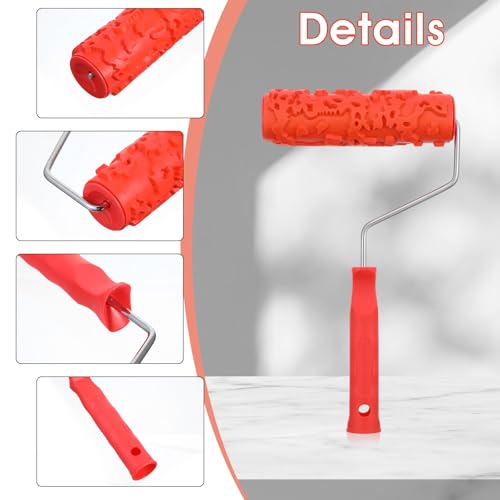 PercyEffie 2Pcs 7'' wall Texture Roller Paint Rollers for Painting Walls Rubber Rollers Knockdown Texture Sponge Drywall Textured Paints Small Paint Roller Art Tool for Wall Decoration DIY Pattern - Image 4