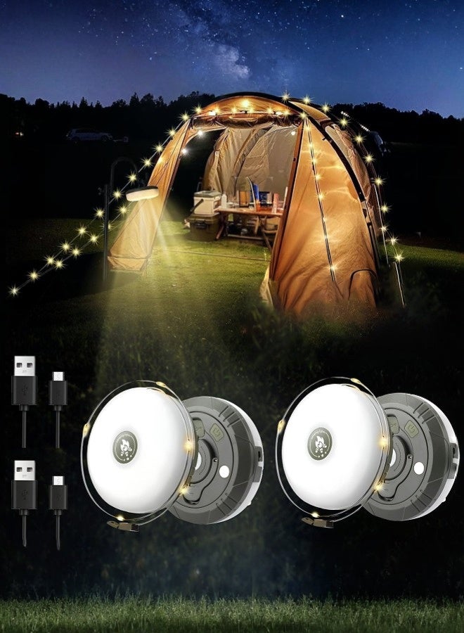 Tersely 10M/33FT Camping String Lights for Indoors Outdoors 2-in-1 Roll Up Camping Fairy Lights Rechargeable Waterproof LED Lights for Decorative,Camping,Party Festival (Warm White) - Image 1