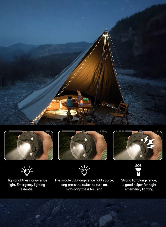 Tersely 10M/33FT Camping String Lights for Indoors Outdoors 2-in-1 Roll Up Camping Fairy Lights Rechargeable Waterproof LED Lights for Decorative,Camping,Party Festival (Warm White) - Image 3