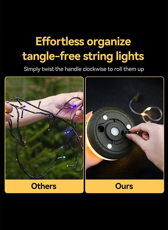 Tersely 10M/33FT Camping String Lights for Indoors Outdoors 2-in-1 Roll Up Camping Fairy Lights Rechargeable Waterproof LED Lights for Decorative,Camping,Party Festival (Warm White) - Image 4