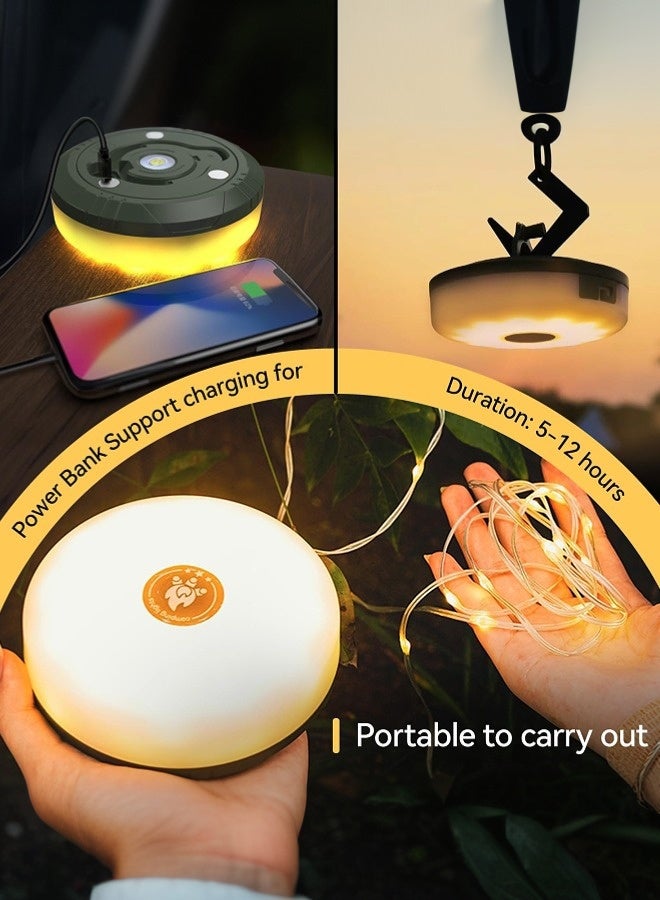 Tersely 10M/33FT Camping String Lights for Indoors Outdoors 2-in-1 Roll Up Camping Fairy Lights Rechargeable Waterproof LED Lights for Decorative,Camping,Party Festival (Warm White) - Image 5