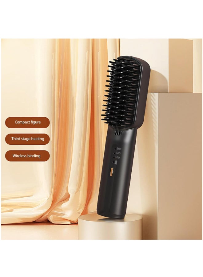 إسكدنيا فرشاة تمليس الشعر المحمولة اللاسلكية، فرشاة تمليس الشعر للنساء مع أيونات سالبة قابلة للشحن عبر USB، مشط ساخن لفرد الشعر للسفر والمنزل والهدية (أسود) - Image 4